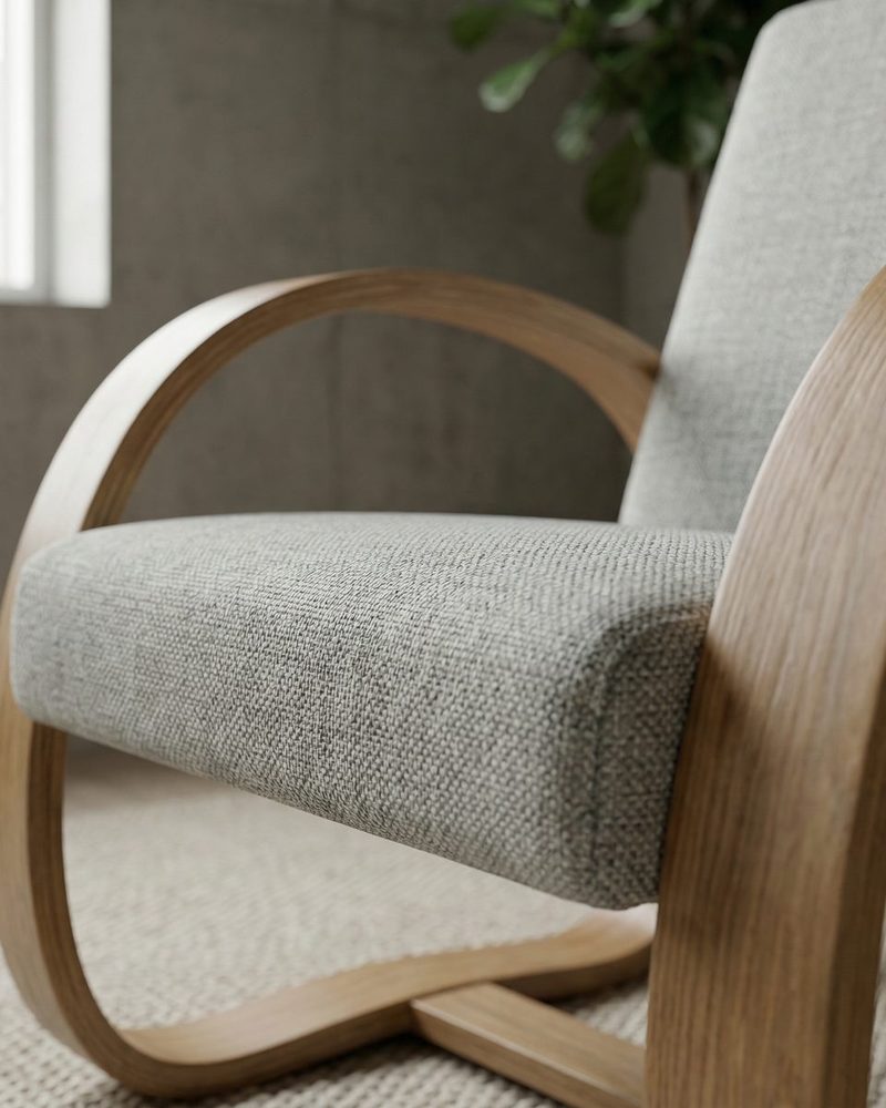 Poltrona di design in ambientazione luminosa AI